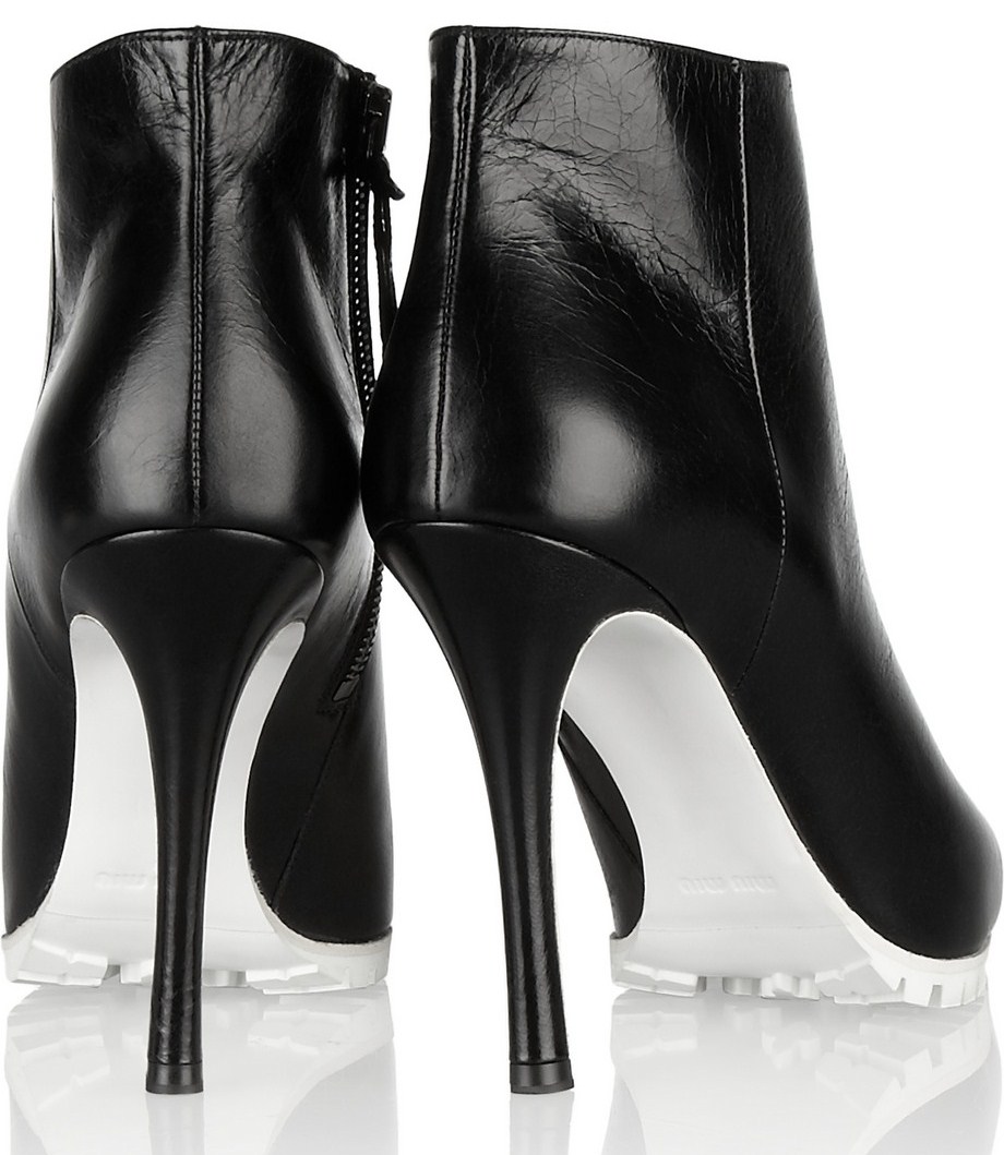 Miu Miu Textured Leather Ankle Boots | SNOBETTE