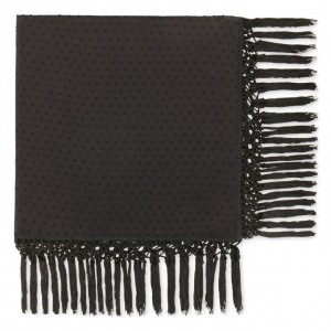 Fringe Scarf Black Swiss Dot