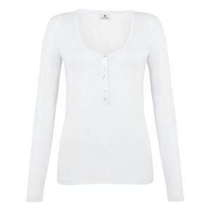 Swiss Dot Henley White