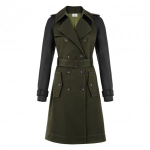 Trench Coat Military Green Black