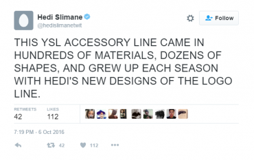 hedi slimane ysl tweets 11