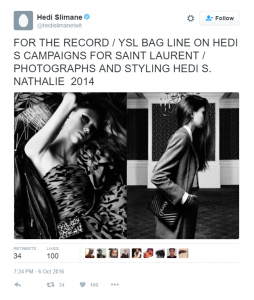 hedi slimane ysl tweets 13