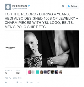 hedi slimane ysl tweets 20