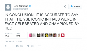 hedi slimane ysl tweets 22