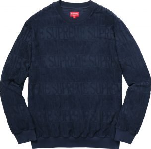 stripe terry crew neck