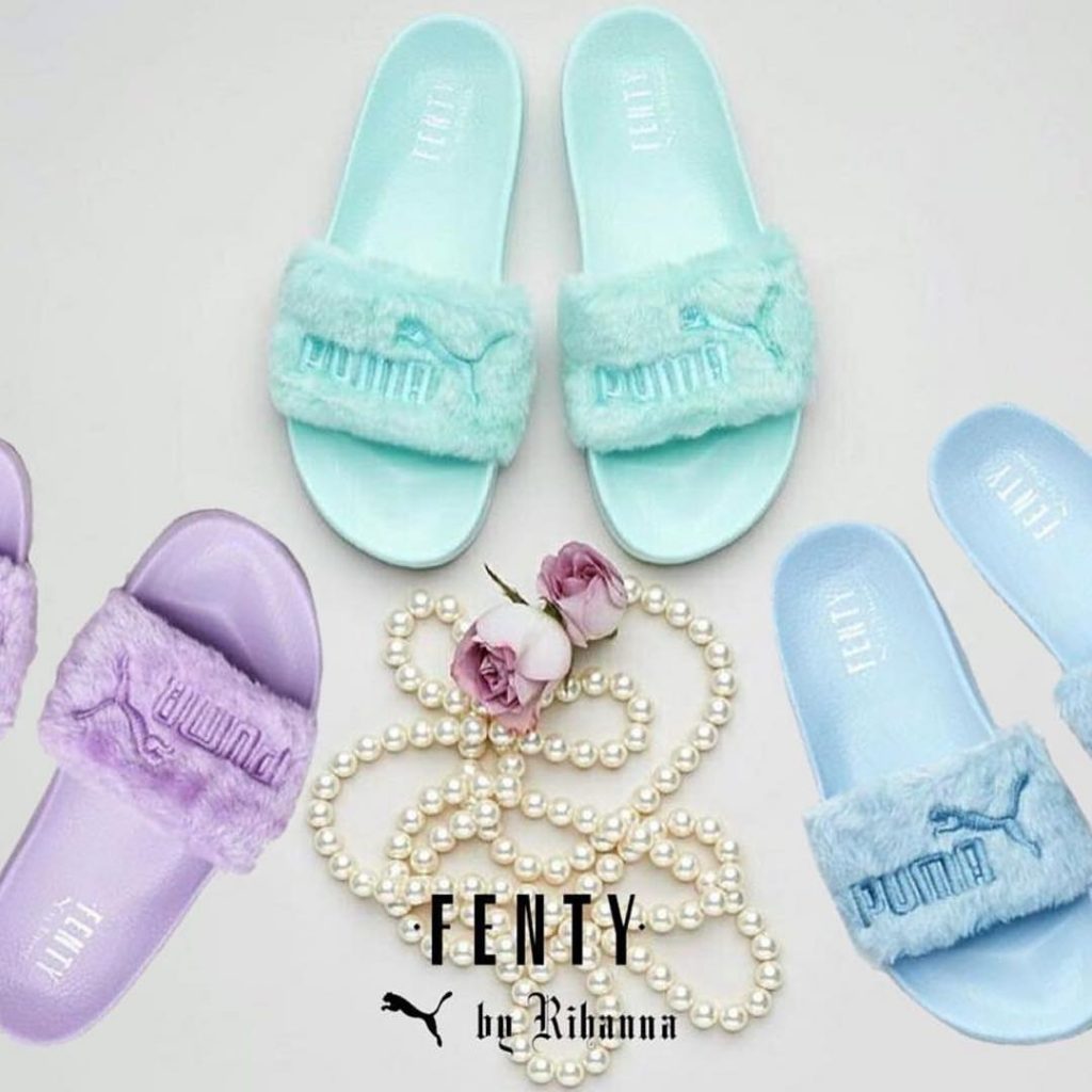 green fenty puma slides