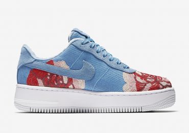 nike air force 1 upstep denim sequin rose september 2017 3