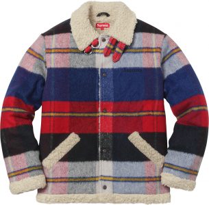 plaid shearling bomber