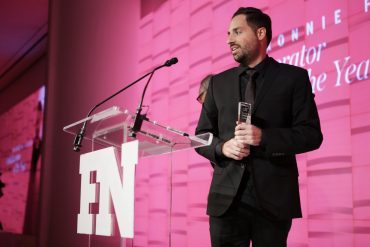 Ronnie Fieg accepts the award for Collaborator of the Year onstage at the 2017 FN Achievement Awards Credit Patrick MacLeod