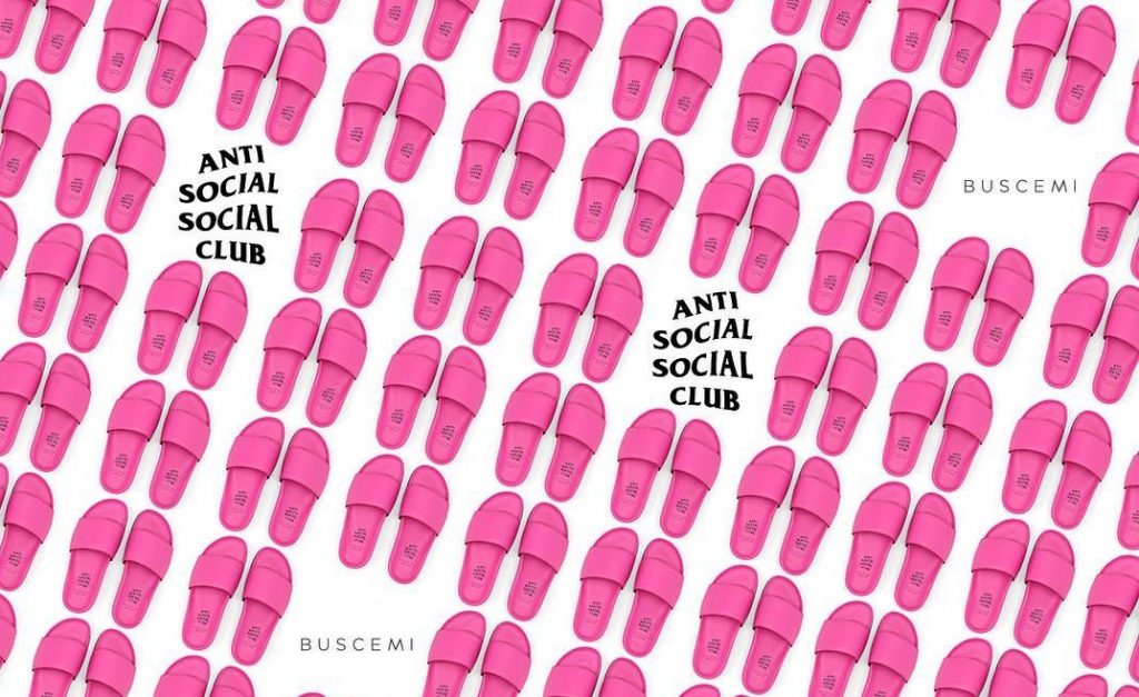 anti social social club buscemi pink sandal