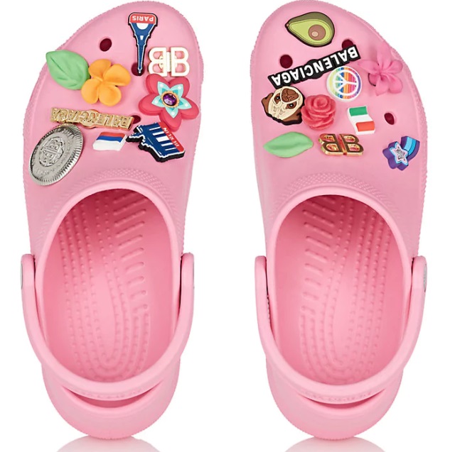 pink crocs with charms