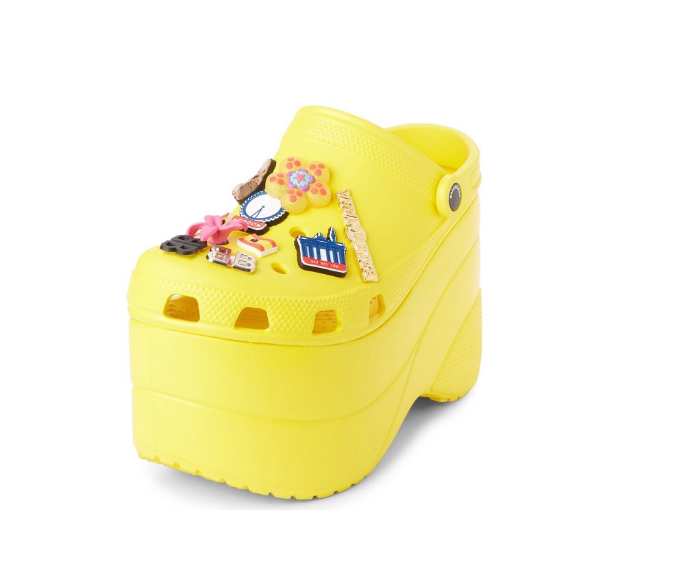 platform crocs yellow