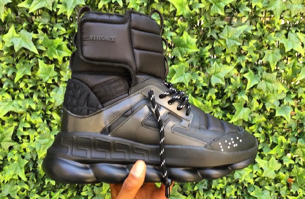 versace chain reaction sneaker boots