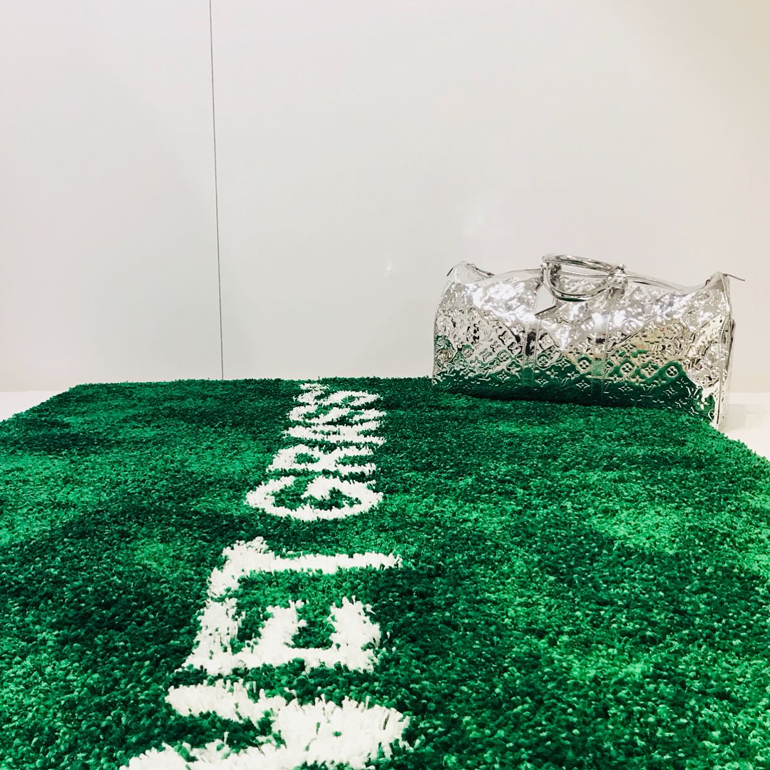 Pre-owned Ikea X Off White Ikea “wet Grass” Rug In Green