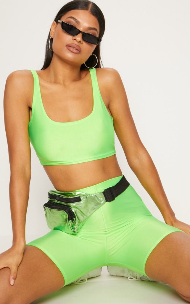 Green biker hot sale shorts outfit