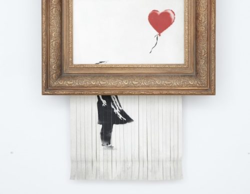 banksy girl with a balloon shred video