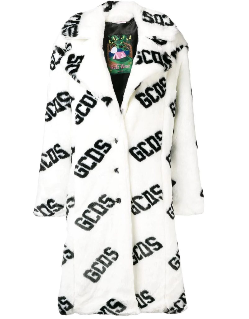 gcds white faux fur coat