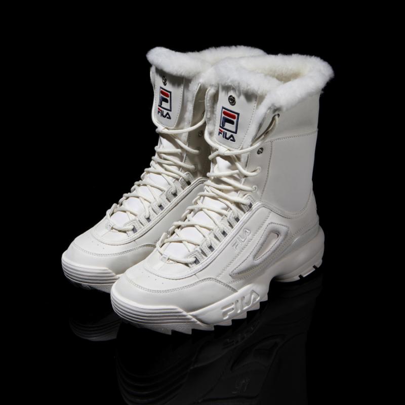 all white fila boots