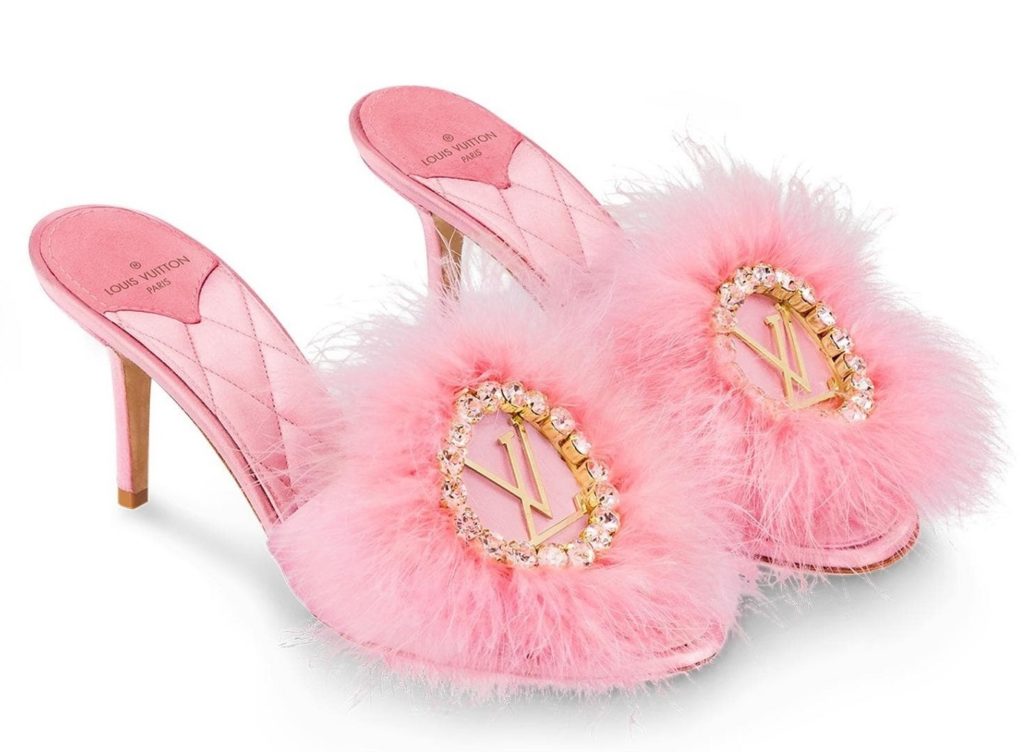 louis vuitton pink fuzzy slippers