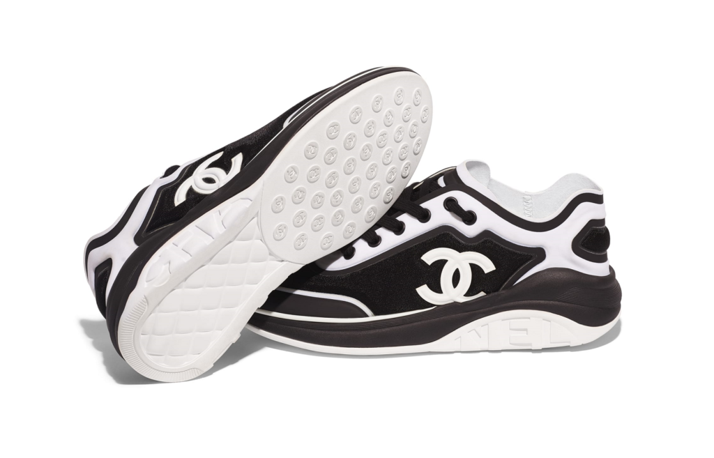 chanel black and white tennis shoes