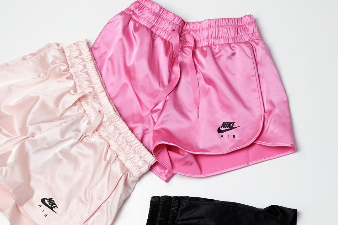 nike air satin shorts pink