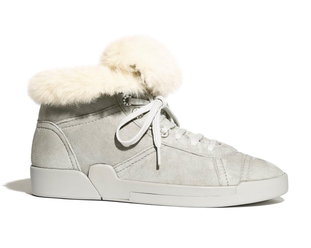 chanel grey shearling lamb sneaker boots fall 2019