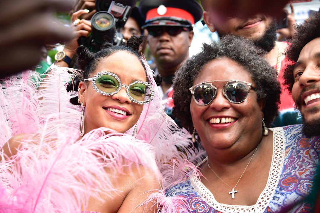 Rihanna Makes Pink Feather Statement For Kadooment Day Parade | SNOBETTE