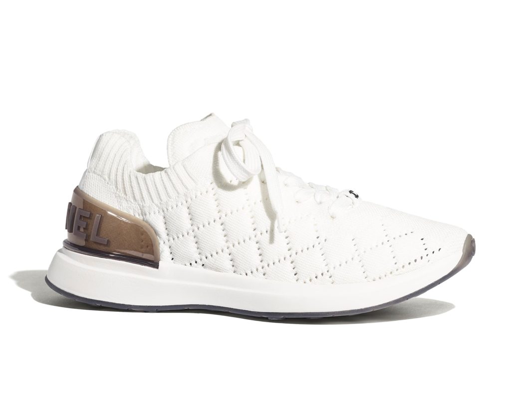 chanel sneakers white knit upper white resort 2020