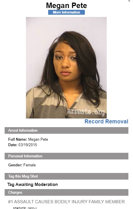 Megan thee Stallion. real name Megan Pete) has an arrest record. 