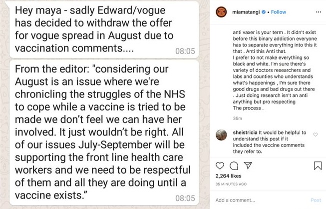 british vogue mia vaccine controversy