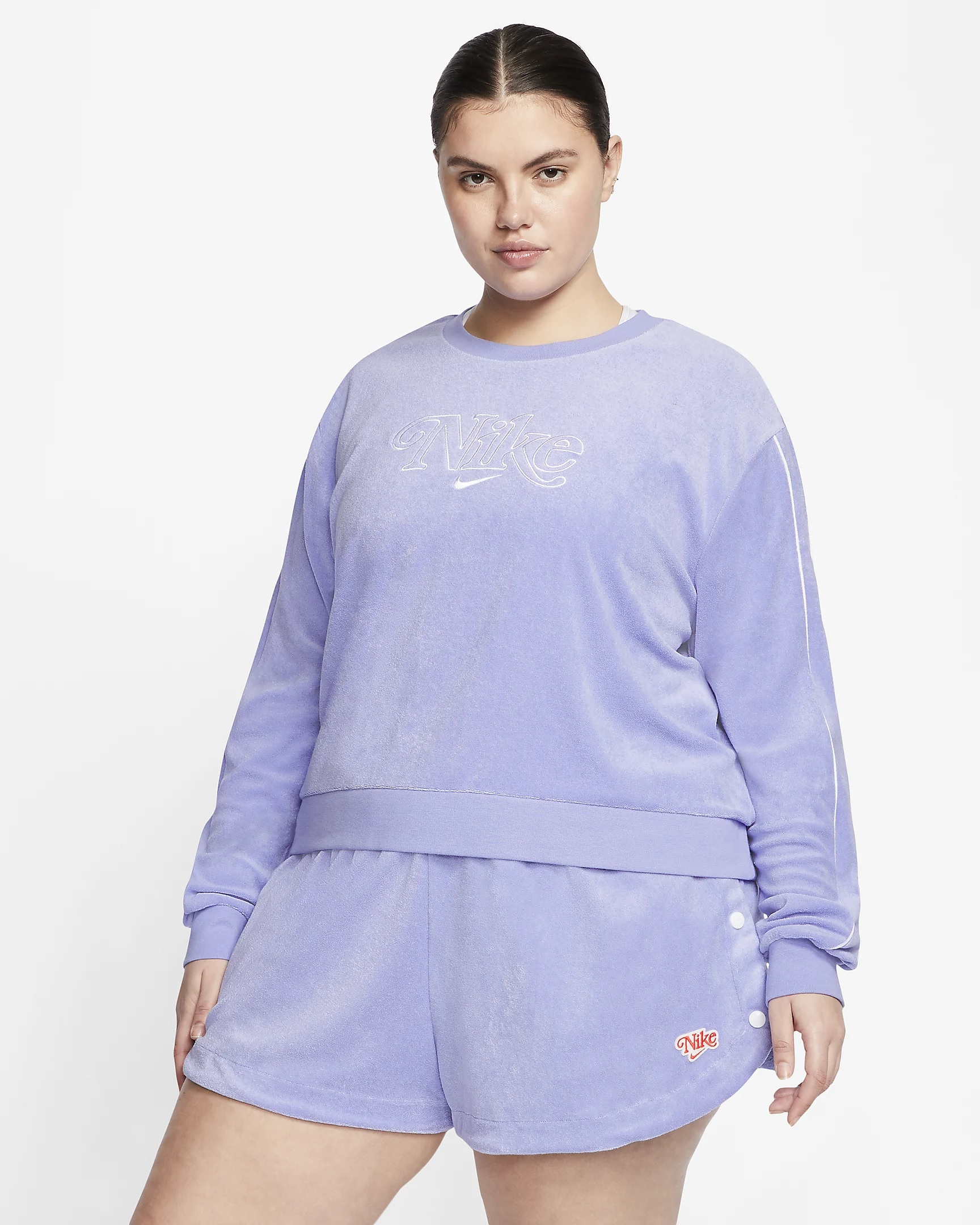 Nike Offers Up Perfect Cozy Terry Crew And Short Set For Chilling At ...