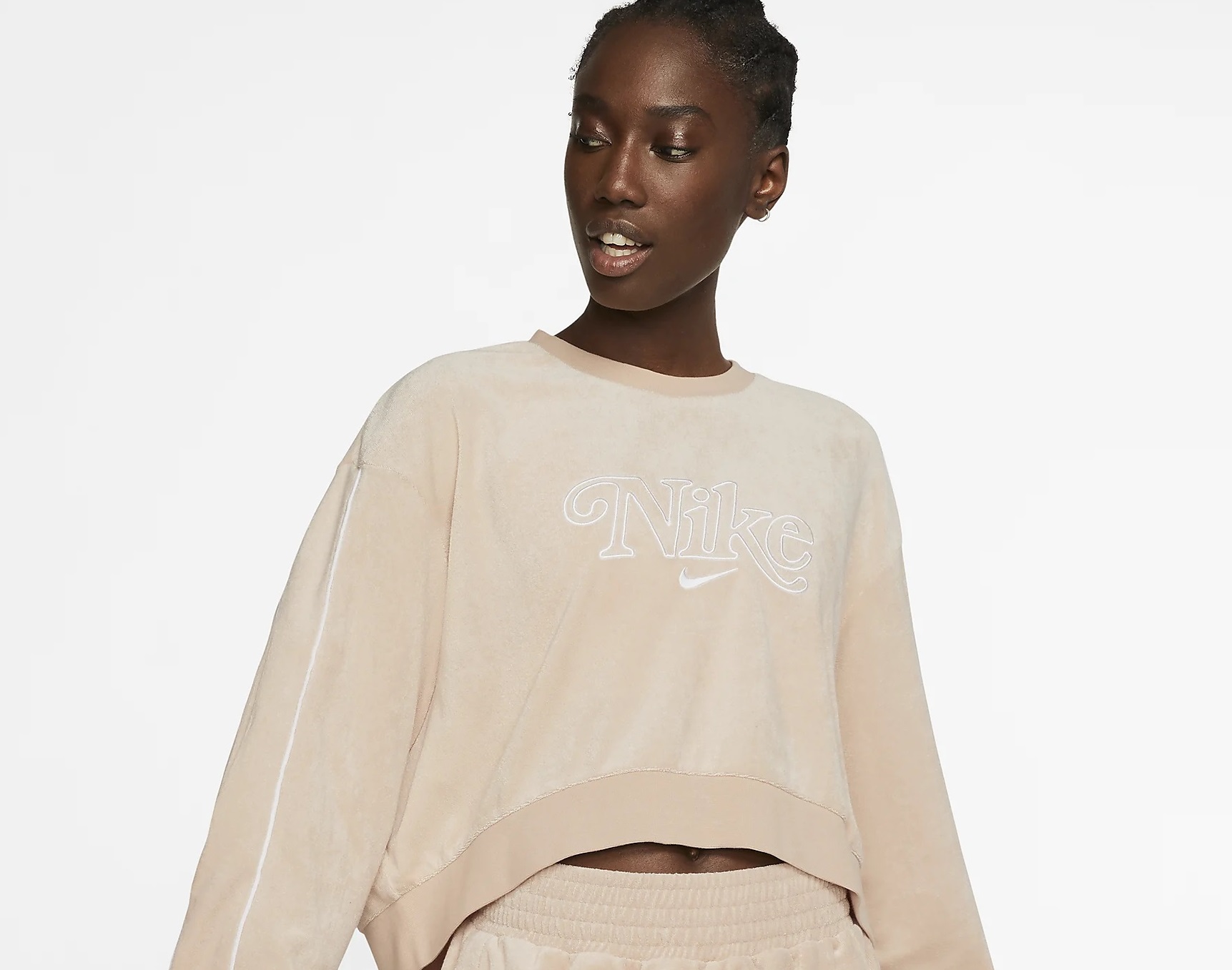 Nike Offers Up Perfect Cozy Terry Crew And Short Set For Chilling At ...