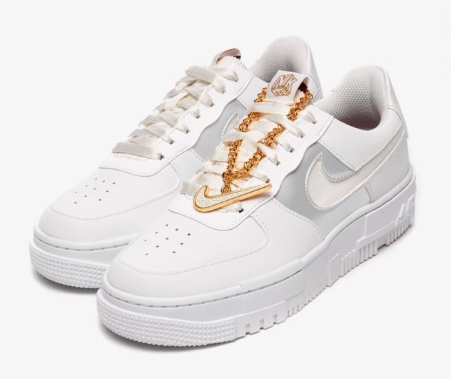 Nike Delights With Nike Air Force 1 Pixel Gold Chain | SNOBETTE