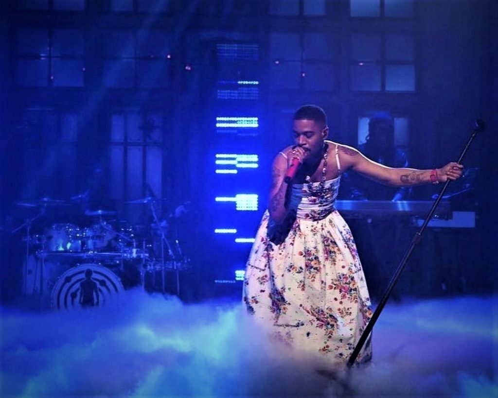 Kid Cudi Wears Off-White Dress And Cactus Plant Dunks For SNL Performance