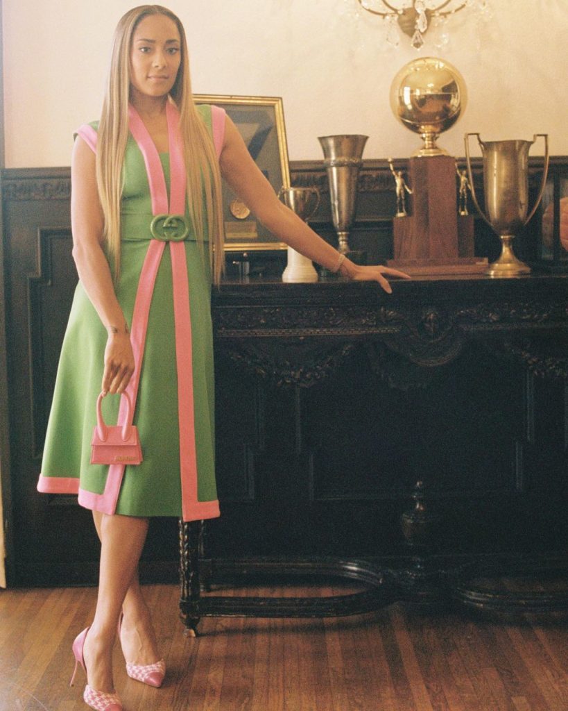 insecure tiffany green pink gucci dress