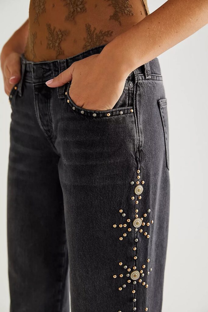 free people denim studded jeans