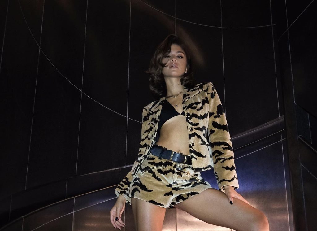 Zendaya Wears Tiger Print Louis Vuitton Suit at Fashion Week